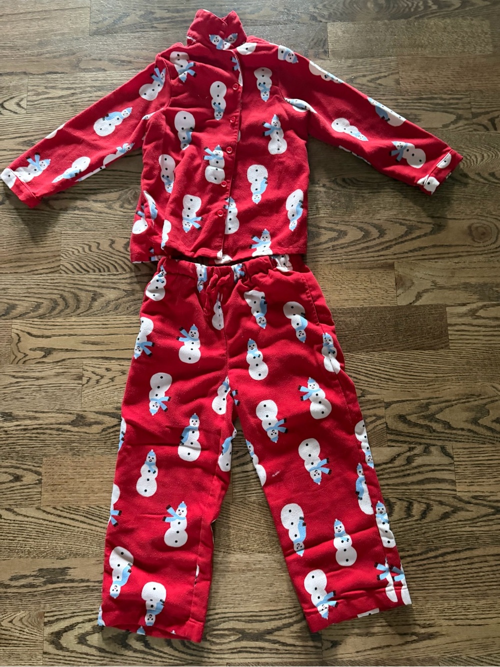 Hanna Andersson Red Snowman Pajama Set